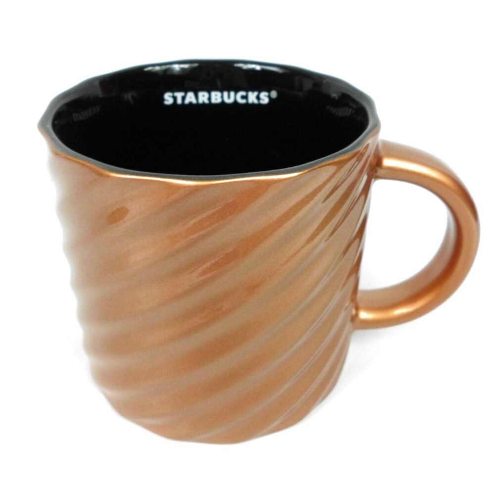 Starbucks Coffee Mug 2024 Diagonal Twist Texture Glitter Gold Ceramic 14 oz New